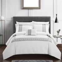 Keegan 8 or 6 Piece Comforter Set Hotel Collection Hexagon Embossed Paisley Print Border