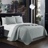 Atasha 3 or 2 Piece Quilt Set Box Stitched Design Bedding - Pillow Sham Included Beige Queen