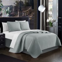Atasha 3 or 2 Piece Quilt Set Box Stitched Design Bedding - Pillow Sham Included Blush Queen