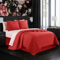 Milli 3 or 2 Piece Quilt Set Floral Scroll Pattern Design Bedding Brick Queen - 3 Piece