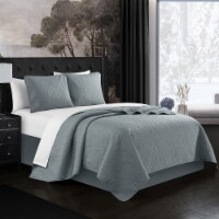 Milli 3 or 2 Piece Quilt Set Floral Scroll Pattern Design Bedding Grey Queen - 3 Piece