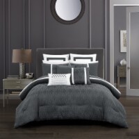 Arlow 8 Piece Comforter Set Jacquard Geometric Quilted Pattern Design Bedding Grey King