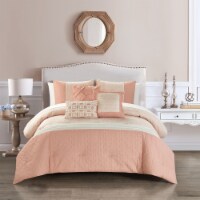 Malda 6 Piece Comforter Set Jacquard Geometric Diamond Pattern Color Block Design Bedding