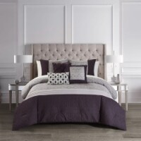 Malda 6 Piece Comforter Set Jacquard Geometric Diamond Pattern Color Block Design Bedding