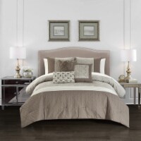 Malda 6 Piece Comforter Set Jacquard Geometric Diamond Pattern Color Block Design Bedding