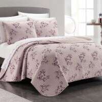 9 or 6 Piece Quilt Set Medallion or Floral Pattern Print Reversible Bed In A Bag blush king