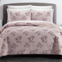 9 or 6 Piece Quilt Set Medallion or Floral Pattern Print Reversible Bed In A Bag blush queen