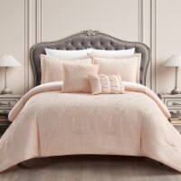Hubli 5 Piece Comforter Set Embroidered Pattern Heathered Bedding blush queen