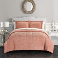 Ryland 3 or 2 Piece Comforter Set Ribbed Textured Microplush Sherpa Bedding - Pillow Shams