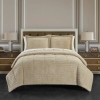 Ryland 3 or 2 Piece Comforter Set Ribbed Textured Microplush Sherpa Bedding - Pillow Shams