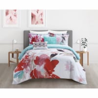 Victoria 5 Piece Reversible Comforter Set Floral Watercolor Design Bedding waldo red king