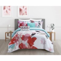 Victoria 5 Piece Reversible Comforter Set Floral Watercolor Design Bedding waldo red queen