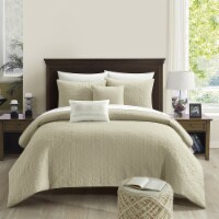 NY&C Home Cavina 5 Piece Comforter Set Geometric Hexagonal Pattern beige queen