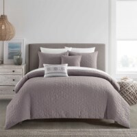 NY&C Home Cavina 5 Piece Comforter Set Geometric Hexagonal Pattern lavender queen