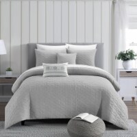 NY&C Home Cavina 5 Piece Comforter Set Geometric Hexagonal Pattern grey queen