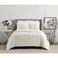 NY&C Home Dody 3 Piece Cotton Quilt Set Clip Jacquard Geometric Pattern Bedding beige king