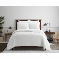 NY&C Home Dody 3 Piece Cotton Quilt Set Clip Jacquard Geometric Pattern Bedding white king