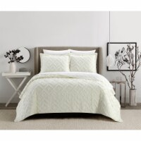 NY&C Home Dody 3 Piece Cotton Quilt Set Clip Jacquard Geometric Pattern Bedding beige queen