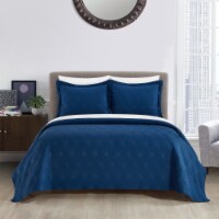 NY&CO Ahling 3 Piece Quilt Set Contemporary Geometric Diamond Pattern Bedding blue king