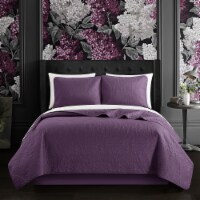 Milli 3 or 2 Piece Quilt Set Floral Scroll Pattern Design Bedding Purple Twin - 2 Piece