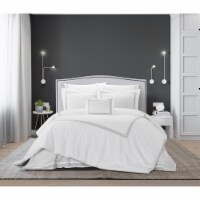 Crete 4 Piece Cotton Comforter Set Embroidered Hotel Collection grey king