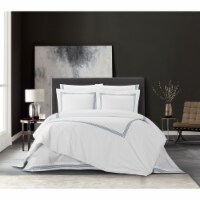Ella 3 Piece Cotton Duvet Cover Set Hotel Collection Bedding navy queen