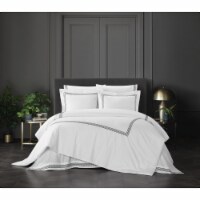 Ella 3 Piece Cotton Duvet Cover Set Hotel Collection Bedding black queen