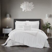 Nilla 4 Piece Cotton Comforter Set Solid White With Embroidered Border beige king