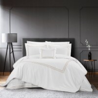 Nilla 4 Piece Cotton Comforter Set Solid White With Embroidered Border gold king