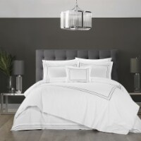 Nilla 4 Piece Cotton Comforter Set Solid White With Embroidered Border grey queen