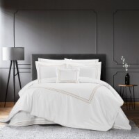 Nilla 4 Piece Cotton Comforter Set Solid White With Embroidered Border gold queen