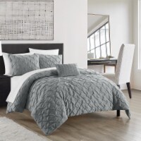Bradley 4 Piece Comforter Set Diamond Pinch Pleat grey king