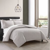 Blaine 2 or 3 Piece Duvet Cover Set Contemporary Two Tone Striped taupe king