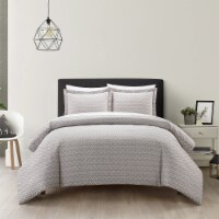 Blaine 2 or 3 Piece Duvet Cover Set Contemporary Two Tone Striped taupe queen