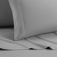 NY&C Home Lain 4 or 3 Piece Sheet Set Super Soft Stripe Embroidered grey king