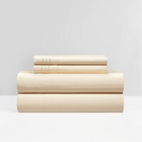 NY&C Home Lain 4 or 3 Piece Sheet Set Super Soft Stripe Embroidered beige twin extra-long