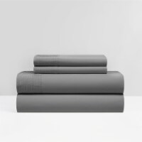 NY&C Home Lain 4 or 3 Piece Sheet Set Super Soft Stripe Embroidered grey twin extra-long