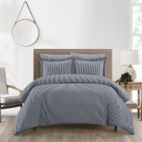 Morgan 3 or 2 Piece Duvet Cover Set Contemporary Two Tone Striped navy king