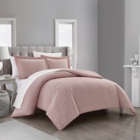 Aurel 3 or 2 Piece Duvet Cover Set Herringbone Pattern blush king