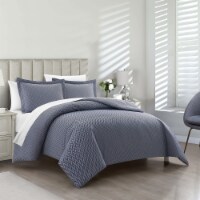 Aurel 3 or 2 Piece Duvet Cover Set Herringbone Pattern navy king