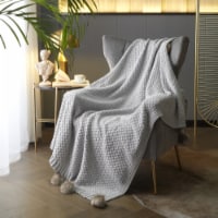 NY&C Home Corsey Knitted Throw Blanket Plush Super Soft Solid Color Design grey