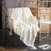 NY&C Home Dorja Knitted Throw Blanket Plush Super Soft Textured Pattern beige