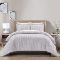 Vasey 2 or 3 Piece Duvet Cover Set Contemporary Solid White With Dot Striped dark purple king