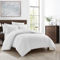 Vasey 2 or 3 Piece Duvet Cover Set Contemporary Solid White With Dot Striped charcoal queen