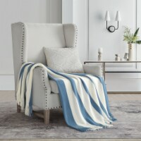 NY&C Home Vasko Throw Blanket with a Fringed Border blue