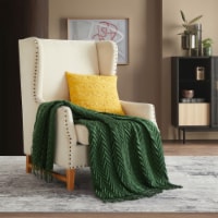 NY&C Home Doremost Zig-zag pattern with Tassel Fringe Throw Blanket green