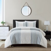 Salma 3 Piece Cotton Duvet Cover Set Clip Jacquard Striped green queen