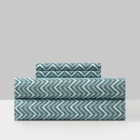 Alaina 3 or 4 Piece Sheet Set Super Soft Contemporary Striped Chevron green twin extra-long
