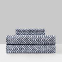 Alaina 3 or 4 Piece Sheet Set Super Soft Contemporary Striped Chevron navy twin extra-long