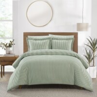 Morgan 3 or 2 Piece Duvet Cover Set Contemporary Two Tone Striped green twin